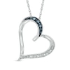 Thumbnail Image 1 of Blue and White Diamond Accent Tilted Heart Pendant in Sterling Silver