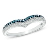 Thumbnail Image 1 of 1/4 CT. T.W. Enhanced Blue and White Diamond Double Row Contour Band in 10K White Gold