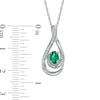 Thumbnail Image 2 of Oval Lab-Created Emerald and Diamond Accent Loop Pendant in Sterling Silver