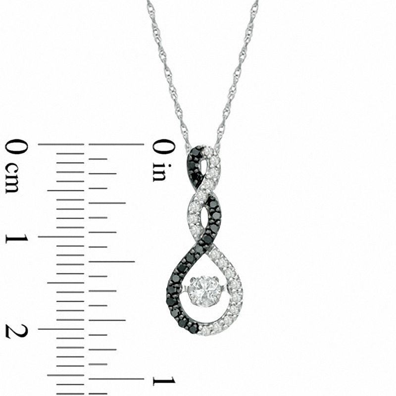 Main Image 2 of 3/8 CT. T.W. Enhanced Black and White Diamond Cascading Infinity Pendant in 10K White Gold