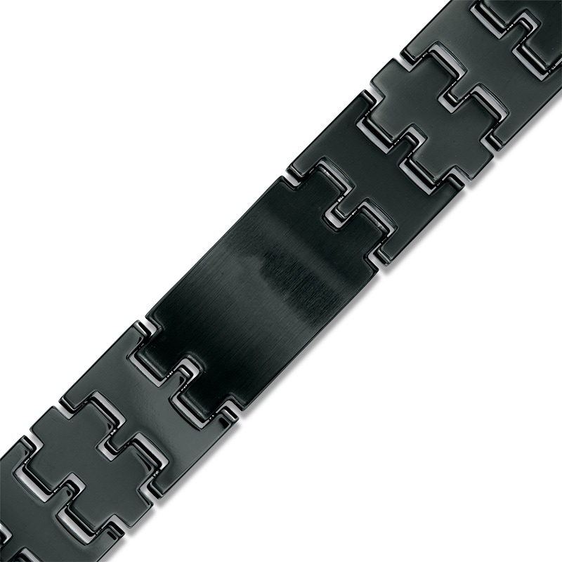 Main Image 2 of Men's 1/2 CT. T.W. Enhanced Blue Diamond Bracelet in Black Tungsten and Stainless Steel - 8.5&quot;