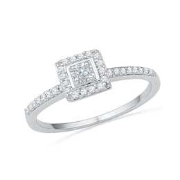 1/5 CT. T.W. Princess-Cut Diamond Square Frame Promise Ring in 10K White Gold