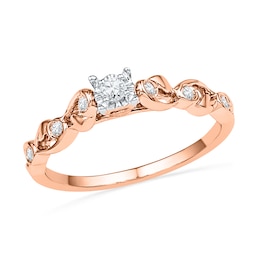 1/8 CT. T.W. Diamond Ribbon Promise Ring in 10K Rose Gold