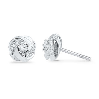 Zales Enchanted Disney Belle 0.084 Ct. T.W. Diamond Rose Stud Earrings in 10K Rose Gold