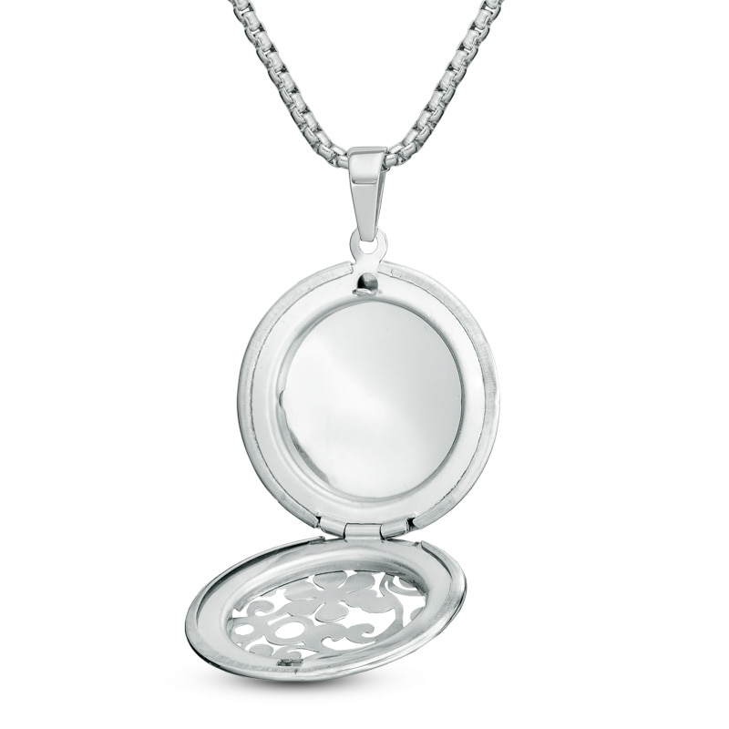 Main Image 2 of Floral Cutout Circle Locket in Stainless Steel - 24&quot;