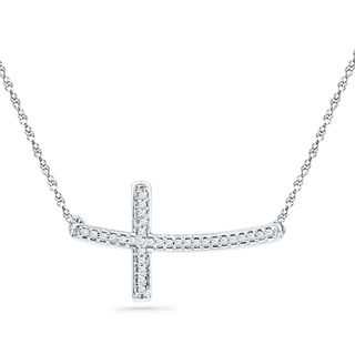 1/6 CT. T.W. Diamond Sideways Cross Necklace in Sterling Silver