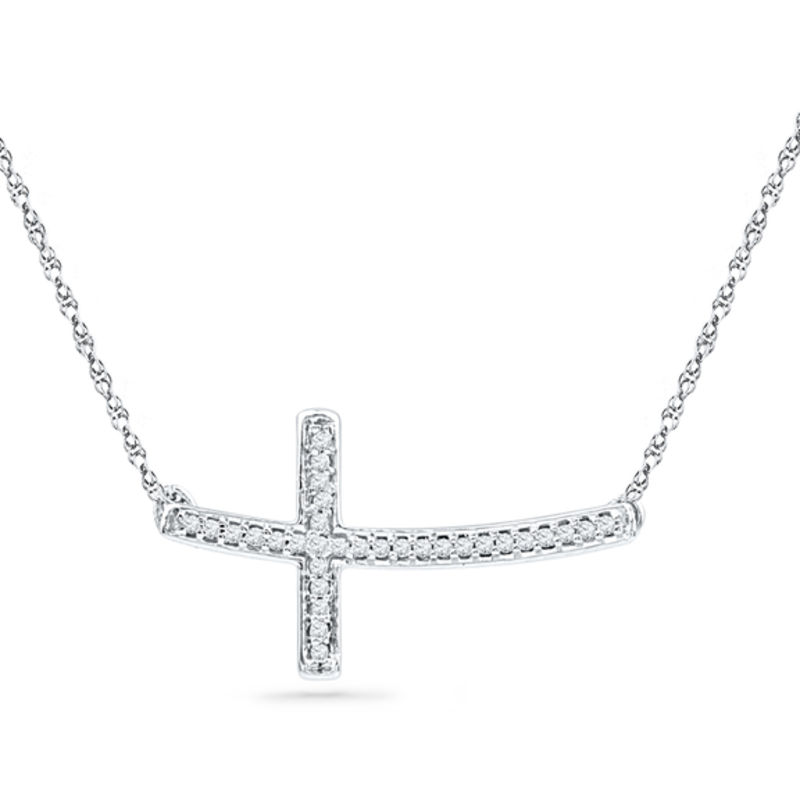 18k white gold gp made with SWAROVSKI crystal cross pendant chain necklace  | eBay