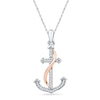 Thumbnail Image 1 of 1/10 CT. T.W. Diamond Anchor Pendant in Sterling Silver and 10K Rose Gold