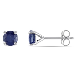 5.0mm Blue Sapphire Stud Earrings in 10K White Gold