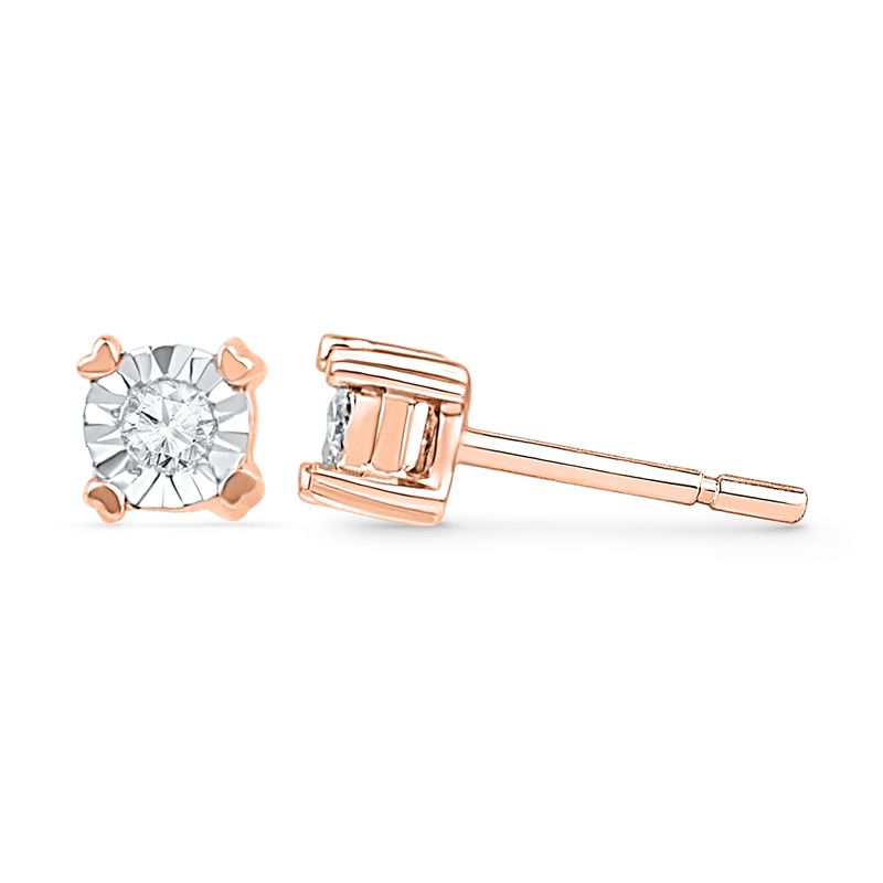 Main Image 1 of 1/20 CT. T.W. Diamond Accent Solitaire Stud Earrings in 10K Rose Gold