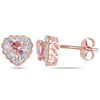 Thumbnail Image 1 of 5.0mm Heart-Shaped Morganite and 1/10 CT. T.W. Diamond Frame Stud Earrings in 10K Rose Gold