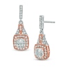 Thumbnail Image 1 of 5.0mm Cushion-Cut Lab-Created White Sapphire Drop Earrings in Sterling Silver with 14K Rose Gold Plate