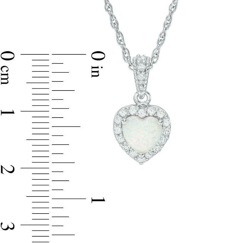 7.0mm Heart-Shaped Lab-Created Opal and White Sapphire Frame Pendant in Sterling Silver