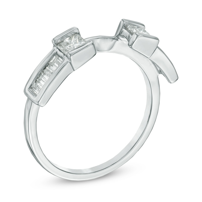 Main Image 2 of 5/8 CT. T.W. Princess-Cut and Baguette Diamond Block Solitaire Enhancer in 14K White Gold