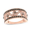 Thumbnail Image 0 of 1/3 CT. T.W. Champagne and White Diamond Vintage-Style Scroll Band in 10K Rose Gold