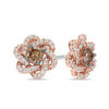 Thumbnail Image 1 of 1/3 CT. T.W. Champagne and White Diamond Woven Stud Earrings in 10K Rose Gold