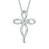 Thumbnail Image 1 of 1/10 CT. T.W. Diamond Ribbon Cross Pendant in Sterling Silver