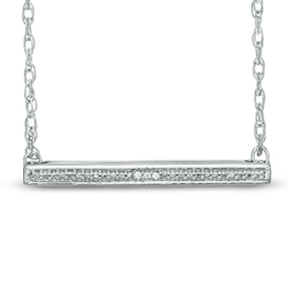 Diamond Accent Beaded Bar Necklace in Sterling Silver - 17&quot;