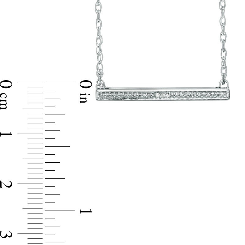 Main Image 2 of Diamond Accent Beaded Bar Necklace in Sterling Silver - 17&quot;