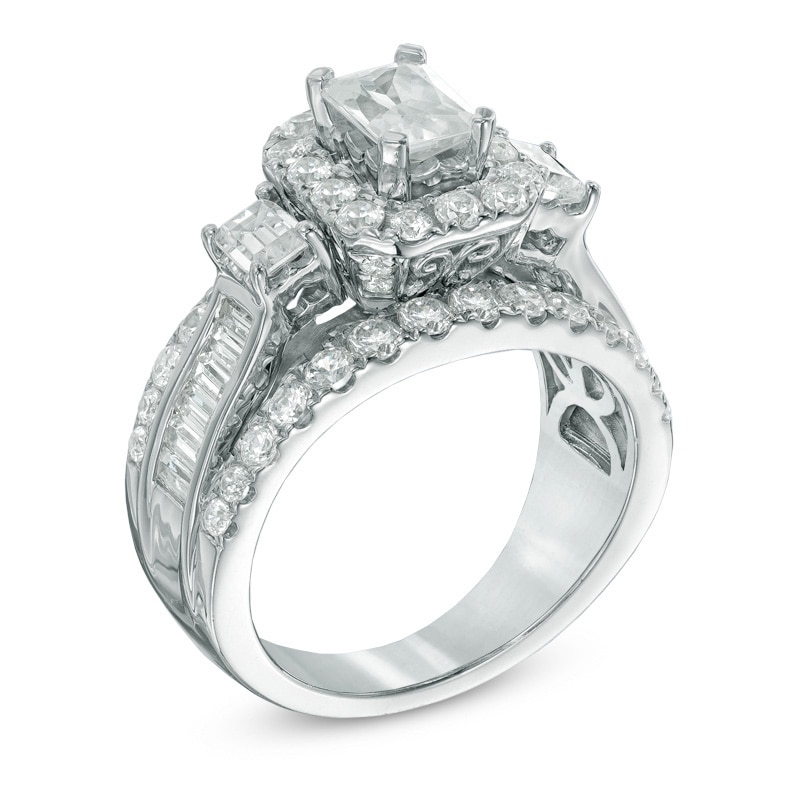 3Stone Diamond Baguette Emerald Engagement Ring Setting 14K Yellow Gold 0.25ct