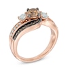 Thumbnail Image 1 of 1-1/2 CT. T.W. Champagne and White Diamond Bypass Past Present Future® Ring in 14K Rose Gold