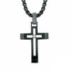 Thumbnail Image 1 of Men's Diamond Accent Cross Pendant in Black IP Stainless Steel - 24&quot;