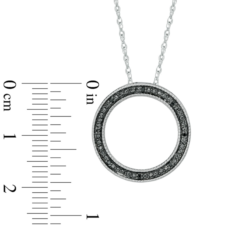 Main Image 2 of Black Diamond Accent Circle Pendant in Sterling Silver