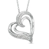 Thumbnail Image 1 of Diamond Accent Tilted Double Heart Pendant in Sterling Silver