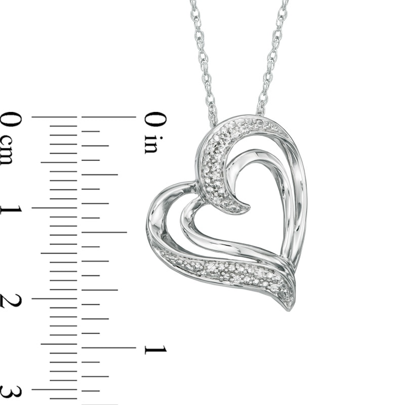 Main Image 2 of Diamond Accent Tilted Double Heart Pendant in Sterling Silver