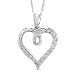 Diamond Accent Looping Heart Pendant in Sterling Silver