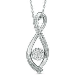Diamond Accent Infinity with Cluster Pendant in Sterling Silver