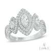 Thumbnail Image 0 of Vera Wang Love Collection 1-1/5 CT. T.W. Marquise Diamond Three Stone Frame Ring in 14K White Gold