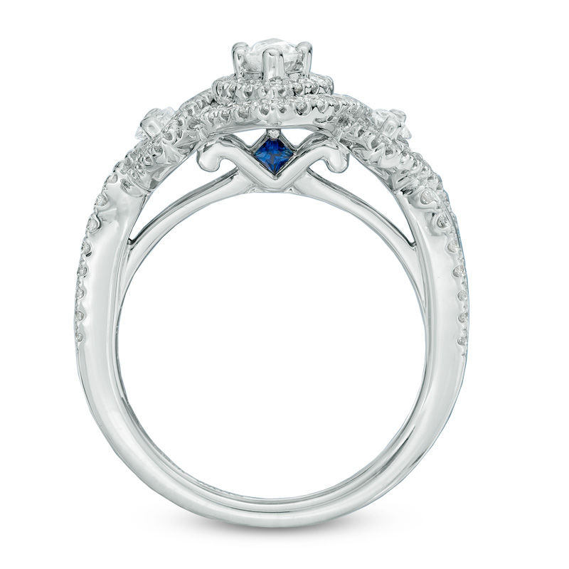 Vera Wang Love Collection 1-1/5 CT. T.W. Marquise Diamond Three Stone Frame Ring in 14K White Gold