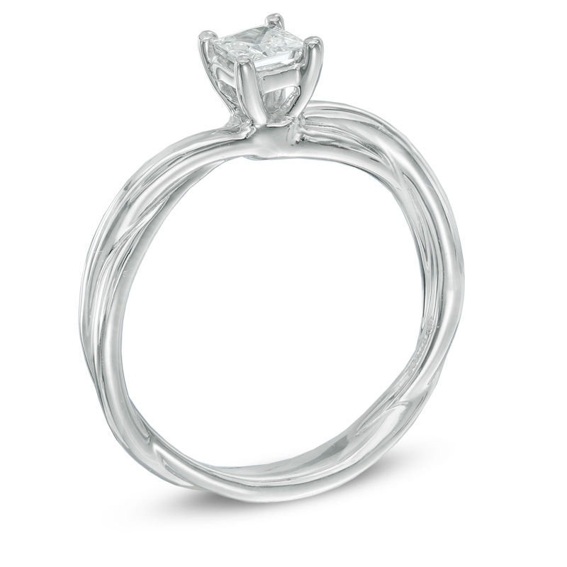 Celebration Ideal 3/8 CT. Princess-Cut Certified Diamond Solitaire Engagement Ring in 14K White Gold (I/I1)