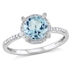 Thumbnail Image 1 of 7.0mm Sky Blue Topaz and Diamond Accent Frame Engagement Ring in 10K White Gold