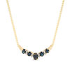 Thumbnail Image 1 of Oval Blue Sapphire and 1/8 CT. T.W. Diamond Five Stone Necklace in 14K Gold - 16&quot;