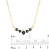 Thumbnail Image 2 of Oval Blue Sapphire and 1/8 CT. T.W. Diamond Five Stone Necklace in 14K Gold - 16&quot;