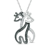 Thumbnail Image 1 of Enhanced Black and White Diamond Accent Hugging Giraffes Pendant in Sterling Silver with Black Rhodium