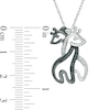 Thumbnail Image 2 of Enhanced Black and White Diamond Accent Hugging Giraffes Pendant in Sterling Silver with Black Rhodium