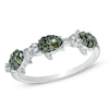 Thumbnail Image 1 of 1/4 CT. T.W. Light Green and White Diamond Three Turtle Ring in Sterling Silver