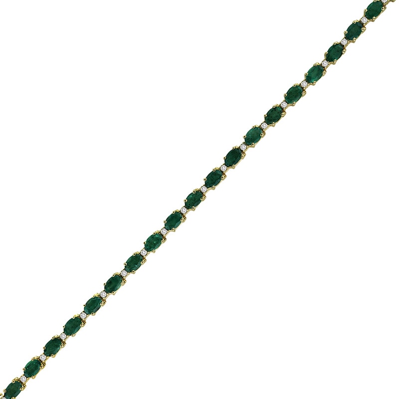 Main Image 1 of Oval Emerald and 3/8 CT. T.W. Diamond Bracelet in 14K Gold