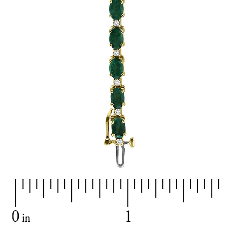 Main Image 3 of Oval Emerald and 3/8 CT. T.W. Diamond Bracelet in 14K Gold