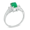 Thumbnail Image 1 of Emerald-Cut Emerald and 1/6 CT. T.W. Diamond Ring in 14K White Gold