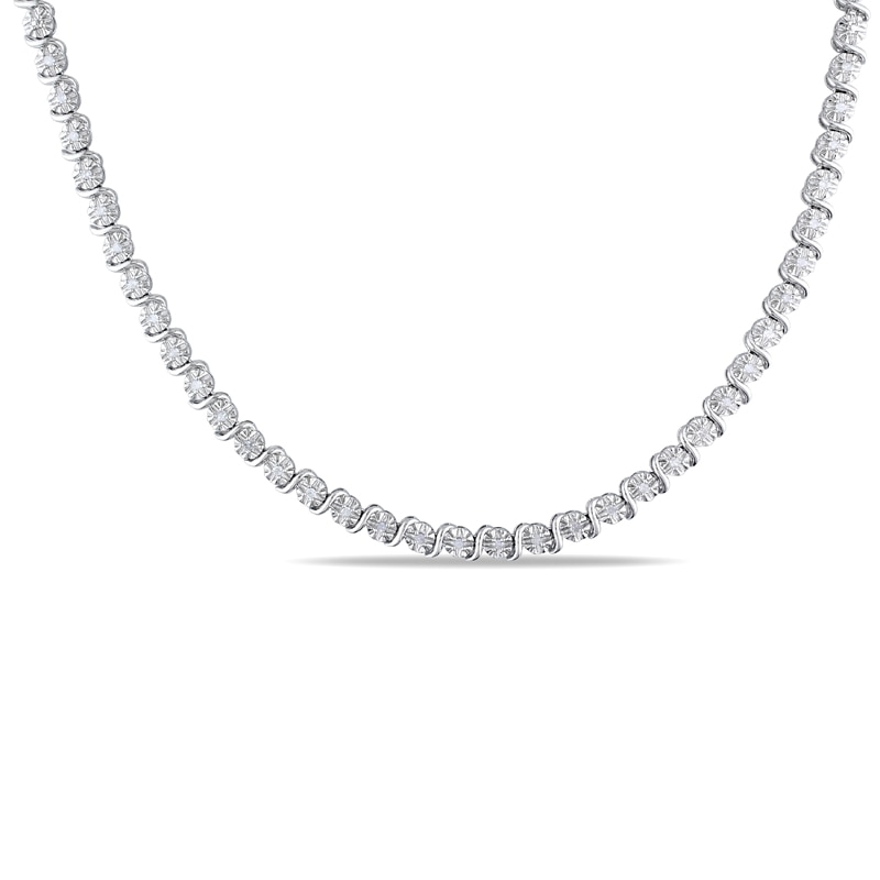 1/2 CT. T.W. Diamond S Tennis Necklace in Sterling Silver - 17