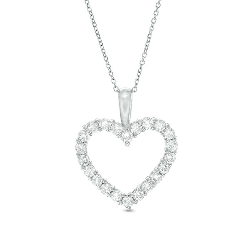 1 CT. T.W. Certified Diamond Heart Outline Pendant in 14K White