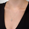 Thumbnail Image 2 of 1/2 CT. T.W. Certified Diamond Cross Pendant in 14K White Gold (I/I2)