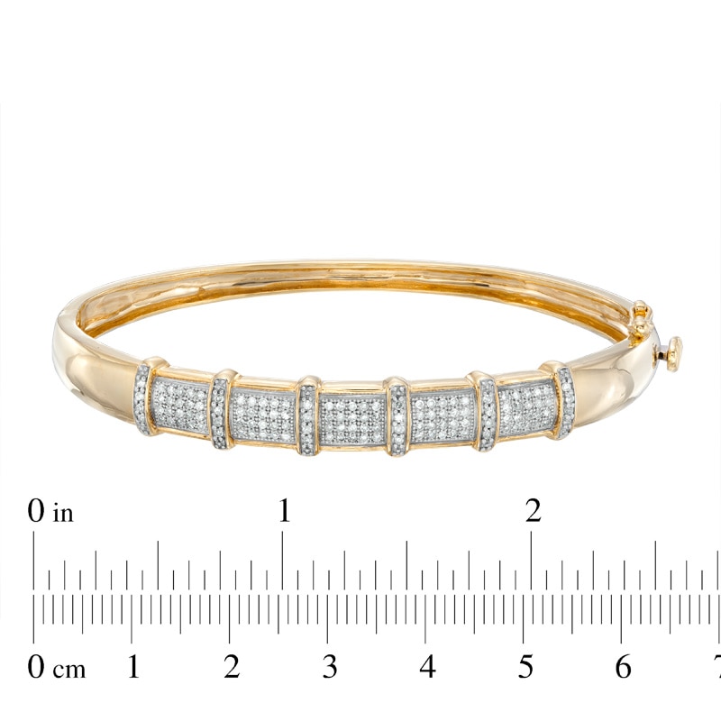 Main Image 2 of 1/2 CT. T.W. Diamond Bangle in Sterling Silver and 10K Gold Electroplate