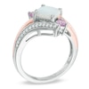 Thumbnail Image 1 of Cushion-Cut Lab-Created Opal and Pink and White Sapphire Ring in Sterling Silver with 14K Rose Gold Plate
