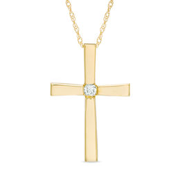 gold cross necklace with diamond in the middle