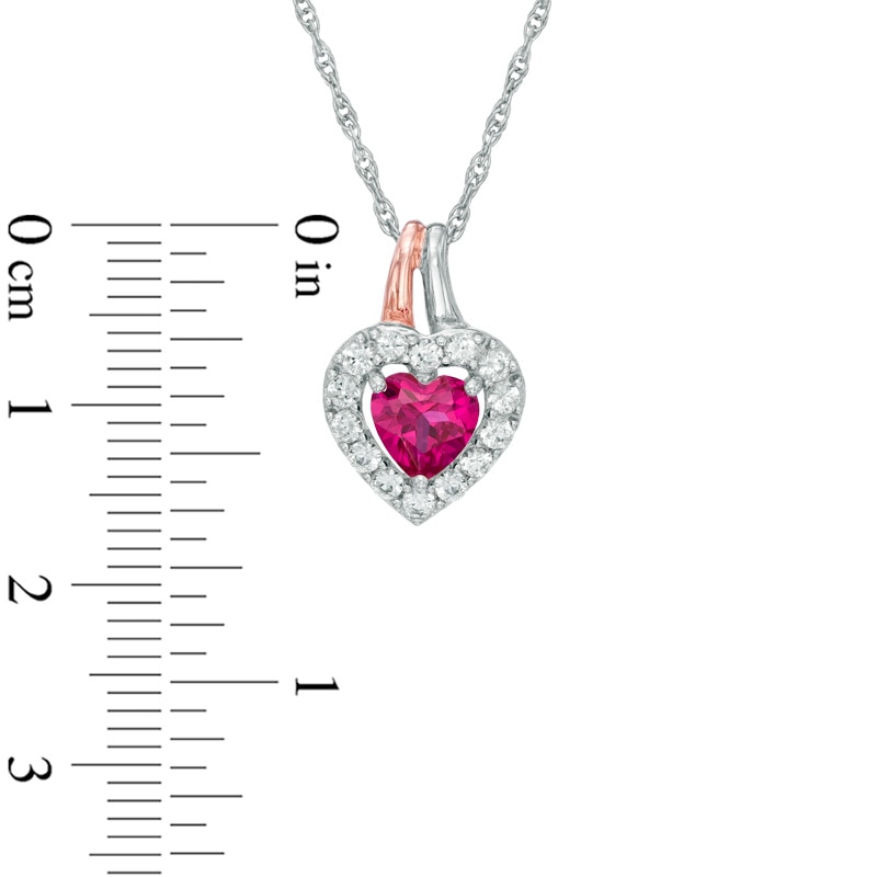 Main Image 3 of Heart-Shaped Lab-Created Ruby and White Sapphire Pendant and Ring Set in Sterling Silver and 14K Rose Gold Plate